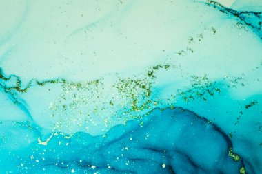 Soyut parlak parlak renk akışkan arka plan, altın çizgili el yapımı alkol tablosu. Yüksek çözünürlüklü arkaplan tasarımı için sıvı mürekkep dokusu