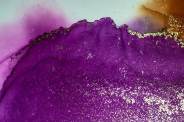 Soyut parlak parlak renk sıvısı arkaplan, altın çizgili el yapımı alkol boyası, yüksek çözünürlüklü arka plan için sıvı mürekkep dokusu