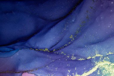 Soyut parlak parlak renk sıvısı arkaplan, altın çizgili el yapımı alkol boyası, yüksek çözünürlüklü arka plan için sıvı mürekkep dokusu