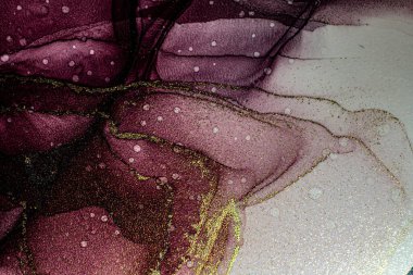 Soyut parlak parlak renk sıvısı arkaplan, altın çizgili el yapımı alkol boyası, yüksek çözünürlüklü arka plan için sıvı mürekkep dokusu