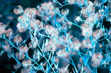 Güzel çiçeklerle donatılmış doğal çiçek arkaplanının sanatsal gerçekçi çizimi