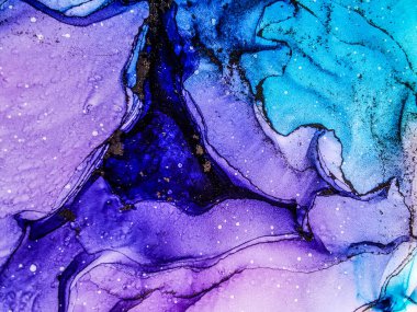 Soyut parlak parlak renk akışkan arka plan, altın çizgili el yapımı alkol tablosu. Arkaplan tasarımı için sıvı mürekkep dokusu