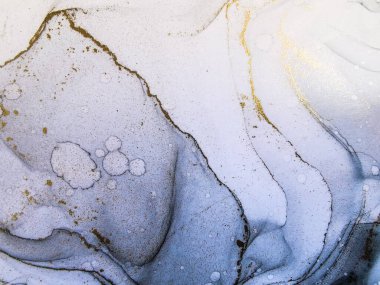 Soyut parlak parlak renk akışkan arka plan, altın çizgili el yapımı alkol tablosu. Arkaplan tasarımı için sıvı mürekkep dokusu