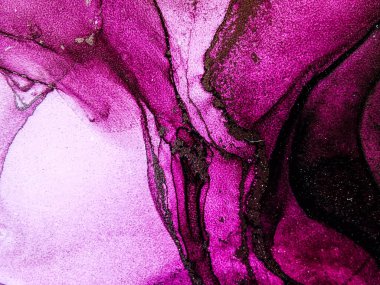 Soyut parlak parlak renk akışkan arka plan, altın çizgili el yapımı alkol tablosu. Arkaplan tasarımı için sıvı mürekkep dokusu