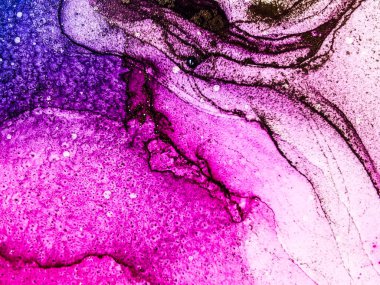 Soyut parlak parlak renk akışkan arka plan, altın çizgili el yapımı alkol tablosu. Arkaplan tasarımı için sıvı mürekkep dokusu