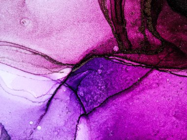 Soyut parlak parlak renk akışkan arka plan, altın çizgili el yapımı alkol tablosu. Arkaplan tasarımı için sıvı mürekkep dokusu