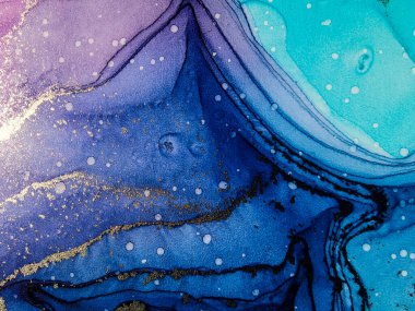 Soyut parlak parlak renk akışkan arka plan, altın çizgili el yapımı alkol tablosu. Arkaplan tasarımı için sıvı mürekkep dokusu