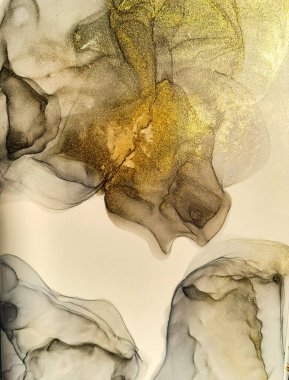 Soyut parlak parlak renk akışkan arka plan, altın çizgili el yapımı alkol tablosu. Arkaplan tasarımı için sıvı mürekkep dokusu