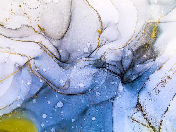 Soyut parlak parlak renk akışkan arka plan, altın çizgili el yapımı alkol tablosu. Arkaplan tasarımı için sıvı mürekkep dokusu