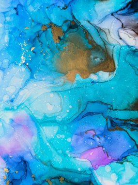 Soyut parlak parlak renk akışkan arka plan, altın çizgili el yapımı alkol sanat tablosu. Arkaplan tasarımı için sıvı mürekkep dokusu