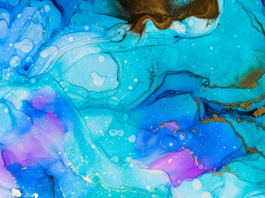 Soyut parlak parlak renk akışkan arka plan, altın çizgili el yapımı alkol sanat tablosu. Arkaplan tasarımı için sıvı mürekkep dokusu