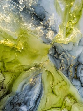 Soyut parlak parlak renk akışkan arka plan, altın çizgili el yapımı alkol sanat tablosu. Arkaplan tasarımı için sıvı mürekkep dokusu