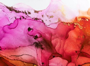 Soyut parlak parlak renk akışkan arka plan, altın çizgili el yapımı alkol sanat tablosu. Arkaplan tasarımı için sıvı mürekkep dokusu