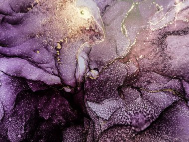 Soyut parlak parlak renk akışkan arka plan, altın çizgili el yapımı alkol sanat tablosu. Arkaplan tasarımı için sıvı mürekkep dokusu