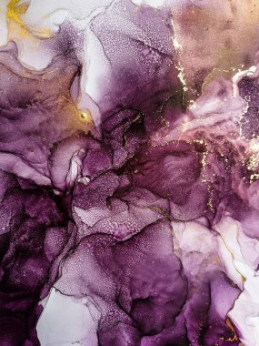 Soyut parlak parlak renk akışkan arka plan, altın çizgili el yapımı alkol sanat tablosu. Arkaplan tasarımı için sıvı mürekkep dokusu