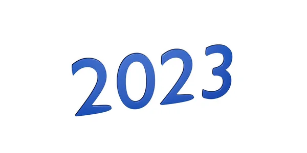 Blue Inscription 2023 Form Cartoon Plastic Letters Isolated White Background — Stock Photo, Image