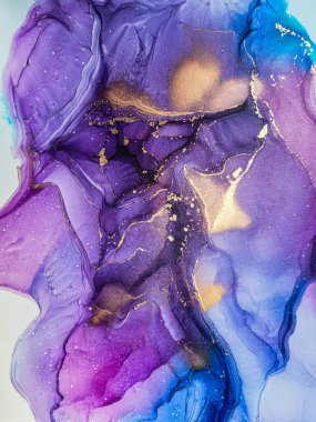 Soyut parlak parlak renk akışkan arka plan, altın çizgili el yapımı alkol tablosu. Yüksek çözünürlüklü arkaplan tasarımı için sıvı mürekkep dokusu