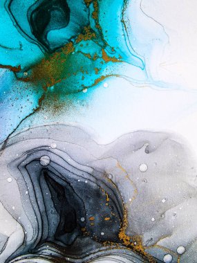 Soyut parlak parlak renk akışkan arka plan, altın çizgili el yapımı alkol tablosu. Yüksek çözünürlüklü arkaplan tasarımı için sıvı mürekkep dokusu