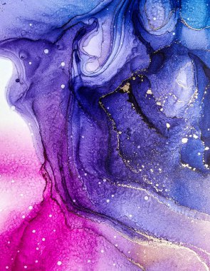 Soyut parlak parlak renk akışkan arka plan, altın çizgili el yapımı alkol tablosu. Yüksek çözünürlüklü arkaplan tasarımı için sıvı mürekkep dokusu