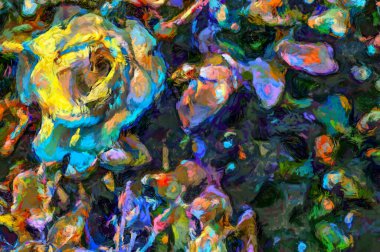 Yağlı boya boya - çiçek açan, modern dijital sanat, izlenimcilik tekniği