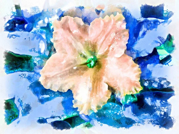 Watercolor Painting Blooming Flower Modern Digital Art Imitation Hand Painted — Photo