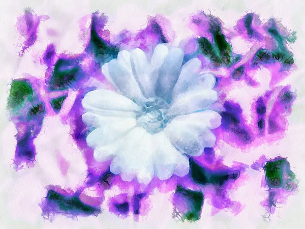 Watercolor Painting Blooming Flower Modern Digital Art Imitation Hand Painted — Foto Stock