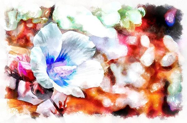 Watercolor Painting Blooming Flower Modern Digital Art Imitation Hand Painted — Stock Fotó