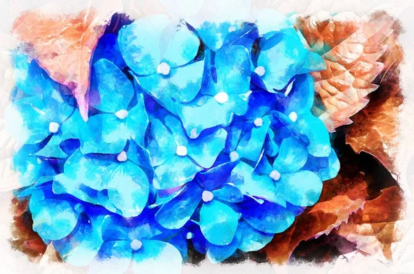 Watercolor Painting Blooming Flowers Modern Digital Art Imitation Hand Painted — Stock Photo, Image