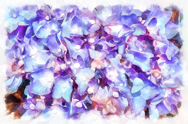 Watercolor Painting Blooming Flowers Modern Digital Art Imitation Hand Painted — Stock Fotó