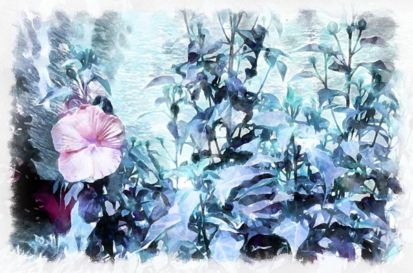 Watercolor Painting Blooming Flower Modern Digital Art Imitation Hand Painted — Photo