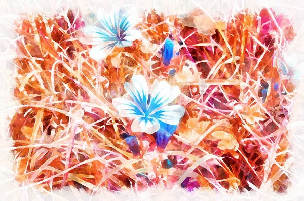 Watercolor Painting Blooming Flowers Modern Digital Art Imitation Hand Painted — Stock Photo, Image