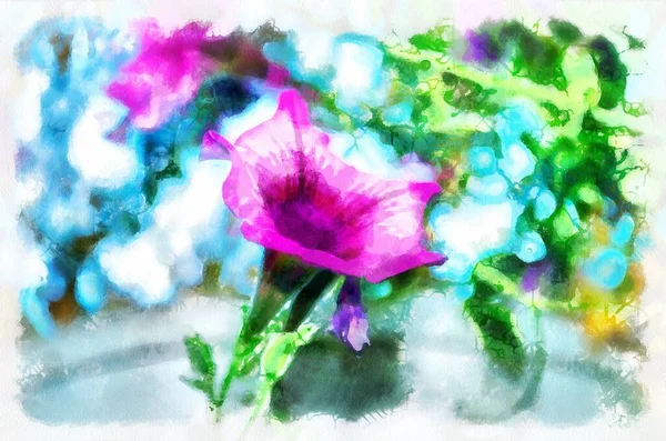 Watercolor Painting Blooming Flowers Modern Digital Art Imitation Hand Painted — Foto Stock