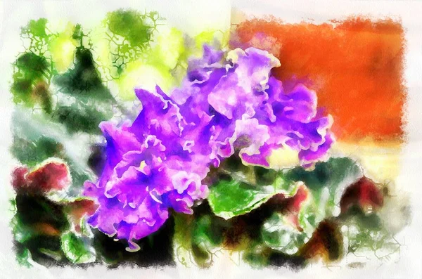 Watercolor Painting Blooming Flowers Modern Digital Art Imitation Hand Painted — Photo