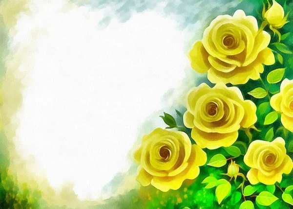 Цифровий Малюнок Природи Квіткового Фону Красивими Квітами Картині Паперовому Стилі — стокове фото