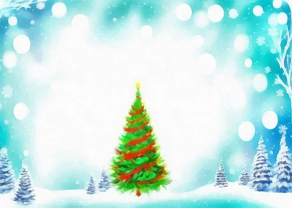 Цифровой Рисунок Рождественского Фона Картине Бумажном Стиле — стоковое фото