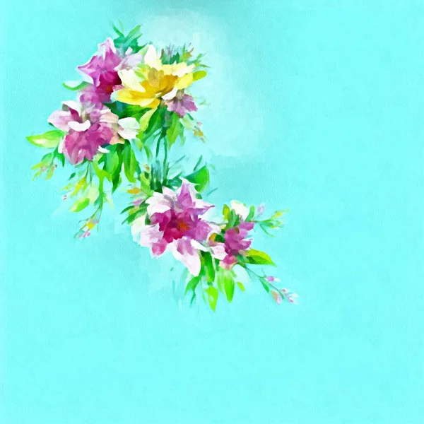 Digital drawing of floral background in the painting on paper style