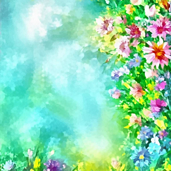 Digital drawing of floral background in the painting on paper style