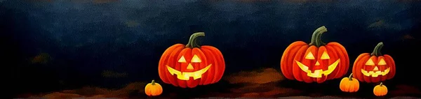 Horizontal Banner Website Design Digital Drawing Beautiful Halloween Theme Painting — Stock Photo, Image