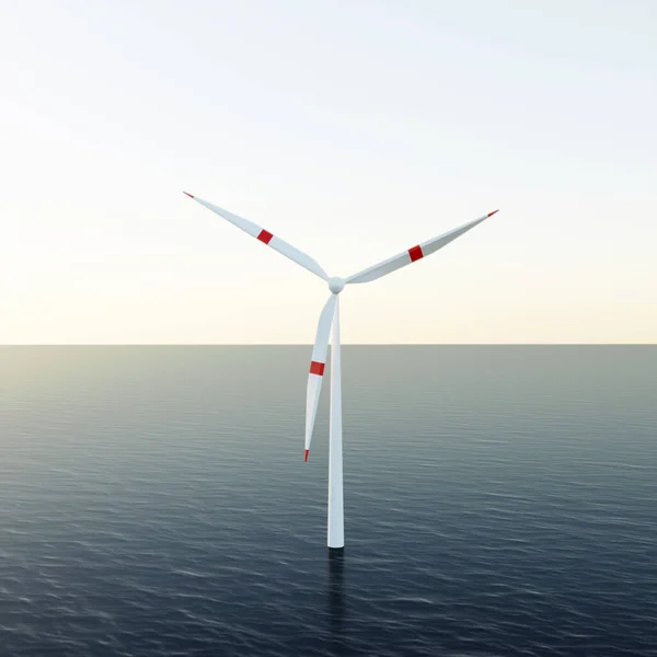 Isolated Wind Turbine Ocean Illustration — Stock Photo, Image