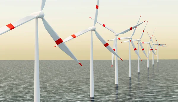 Mořské Větrné Turbíny Generátor Větrné Energie Rotující Vrtule Přírodní Energie — Stock fotografie