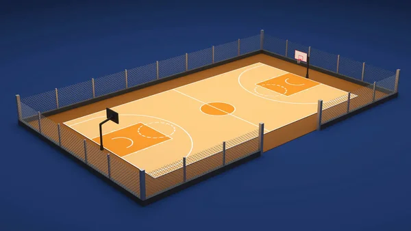 ストリートバスケットボールコート スポーツチームコンセプト 3Dレンダリング — ストック写真