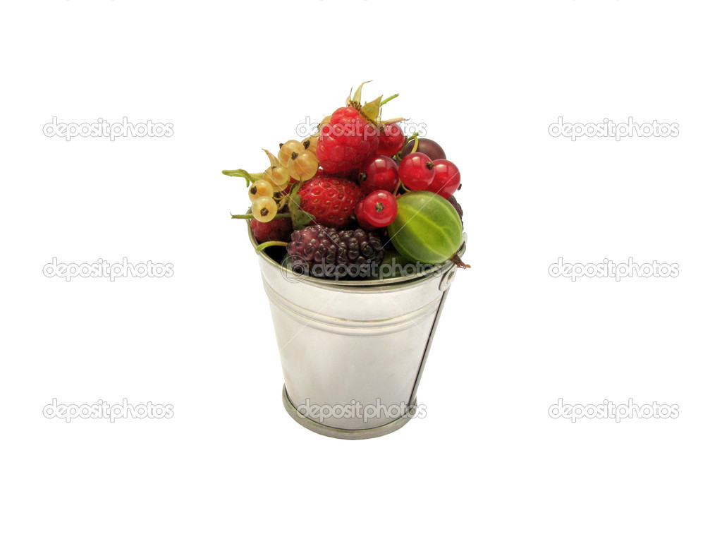 much different berries in metallic pail
