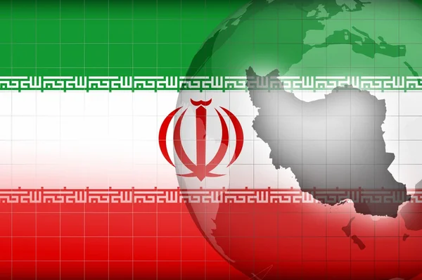 Iranische Landkarte und Flaggenhintergrund — Stockfoto