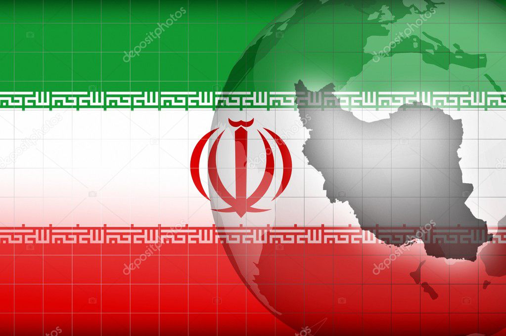 Iranian map and flag background