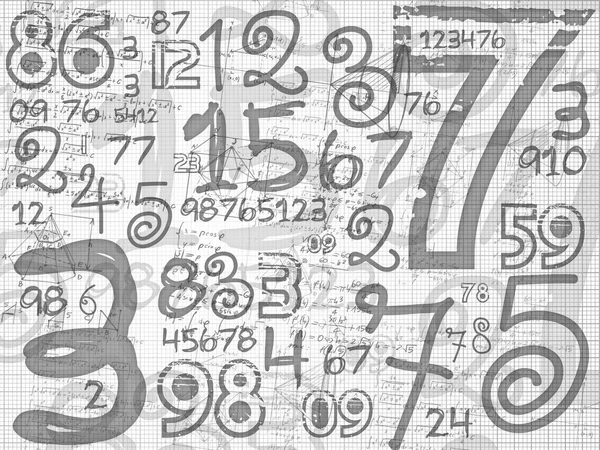Kézzel rajzolt számok papír rács háttér — Stock Fotó