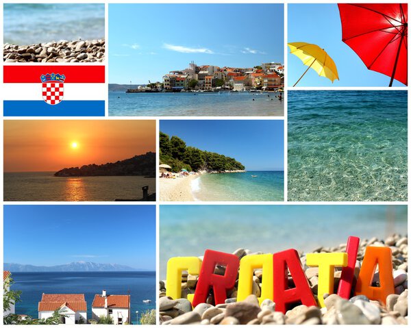 Добро пожаловать в Хорватию - стопка туристических фотографий
