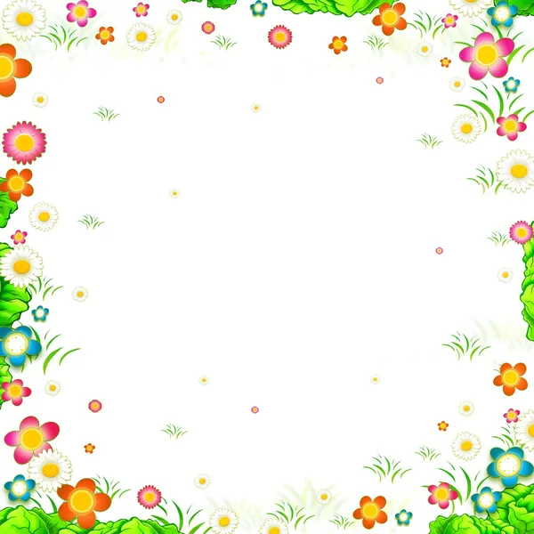 Meadow flowers frame isolated on white — Stock Photo, Image