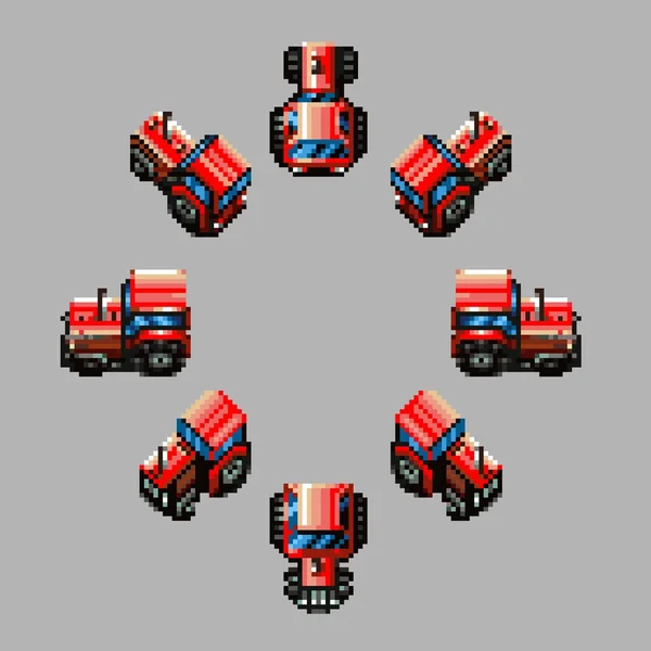 Tractor eight directions retro pixel design — Zdjęcie stockowe