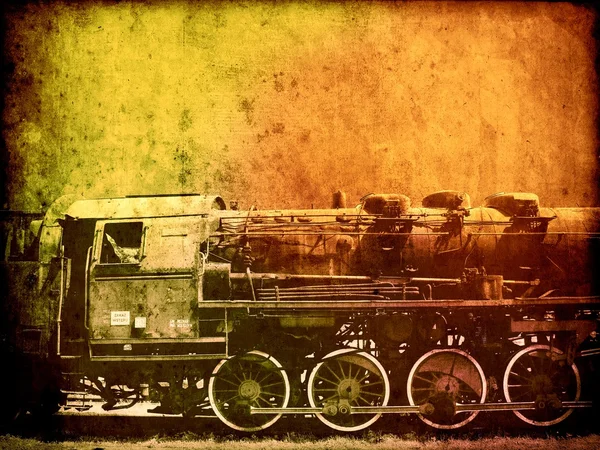 レトロなビンテージ技術、古い蒸気機関車、背景 — ストック写真