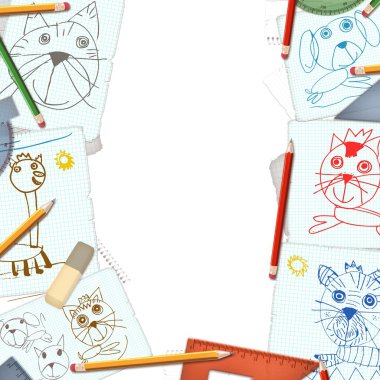 Çocuk çizimleri arka plan ile masaüstü